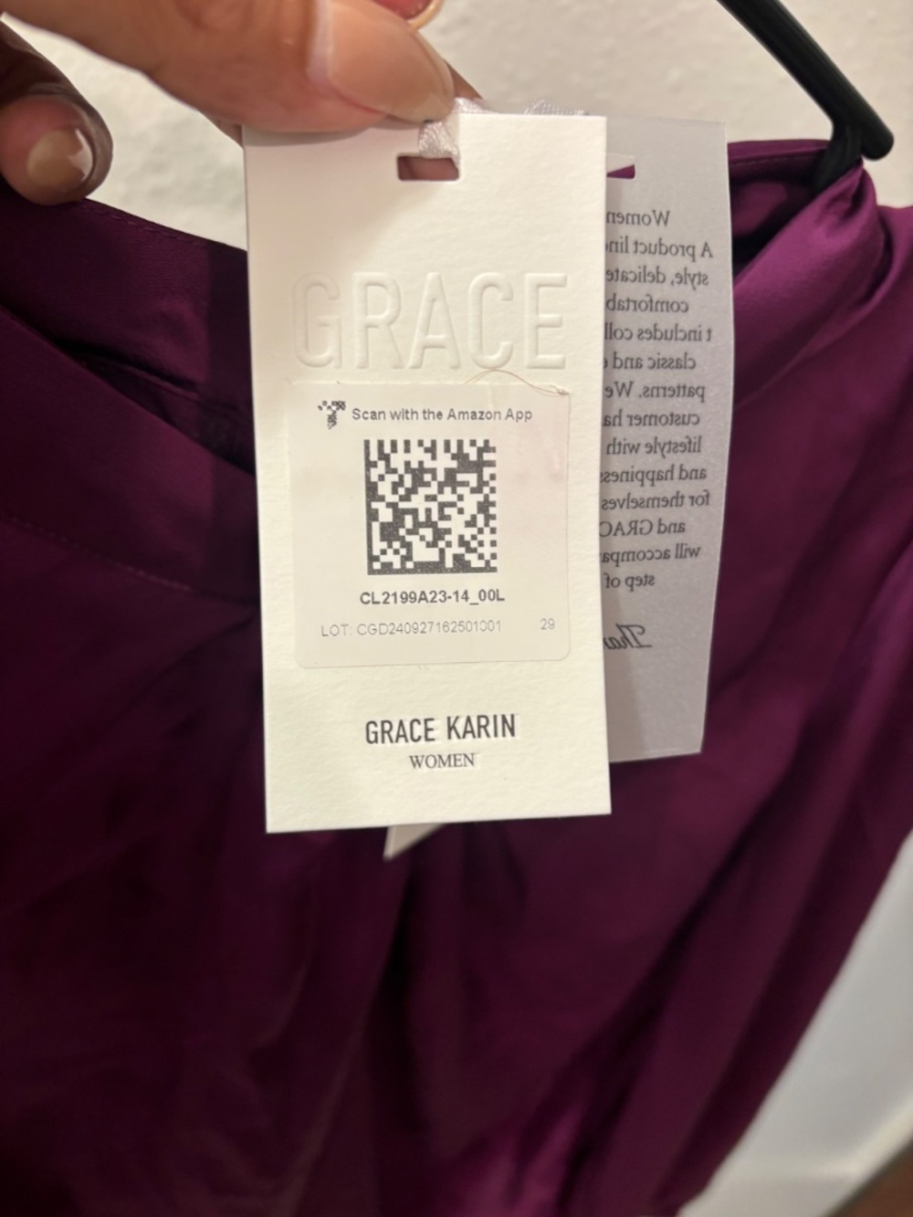 GRACE KARIN Long Sleeve Satin Blouse Top with V-Neck and Left Bow Sz L - Picture 8 of 9
